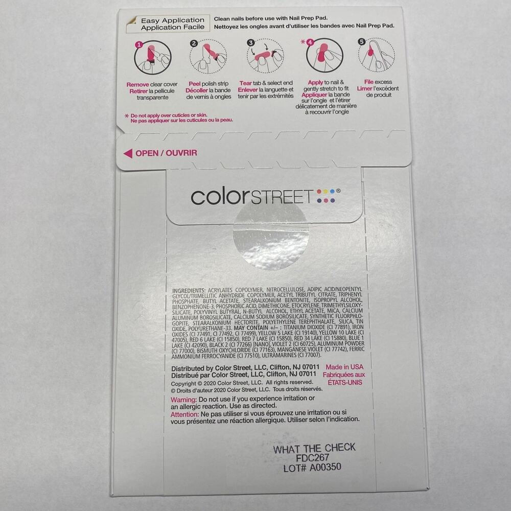 Color Street What the Check Pink Gingham + Solid Pale Pink Manicure Nail Strips - Picture 4 of 4